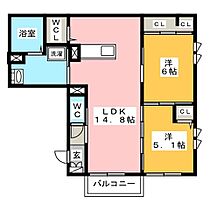 Ｗｉｓｔｅｒｉａ東鶉 105 ｜ 岐阜県岐阜市東鶉３丁目121-2（賃貸アパート2LDK・1階・58.46㎡） その2