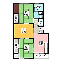 浅野第3ビル 3DKの間取図画像