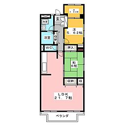 ビューハイツ薮田 2SLDKの間取図画像