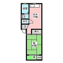 シャルマン・パレスU1 1DKの間取図画像