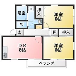 エル川手3 2DKの間取図画像