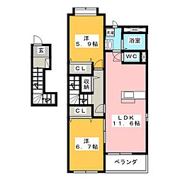 ベストハイツ 2LDKの間取図画像