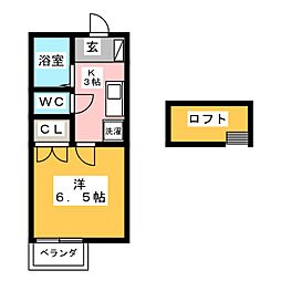 パルテネールヒロ 1Kの間取図画像