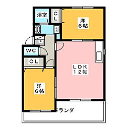 コアロード戸崎 2LDKの間取図画像