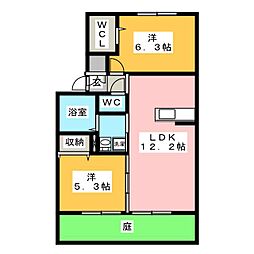 ブランシェ大溝 2LDKの間取図画像