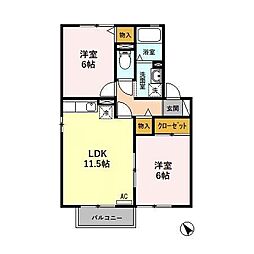 コーポ田中 2LDKの間取図画像