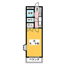 リブェール 1Kの間取図画像