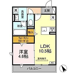 ワイズヴィラ岐南WEST 1LDKの間取図画像