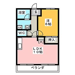 ヴィラージュ・A 1LDKの間取図画像