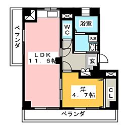 サンハイムU・S・W 1LDKの間取図画像