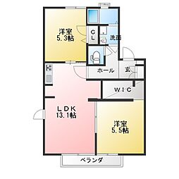 リヴェールK&S 2LDKの間取図画像