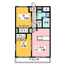 エル・オーブの森 2LDKの間取図画像