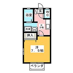ラ・ルミエール 1Kの間取図画像