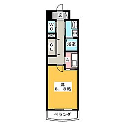 プルミエアムール 1Kの間取図画像