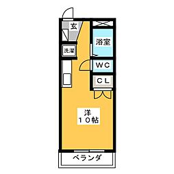 友楽町ハイツ ワンルームの間取図画像