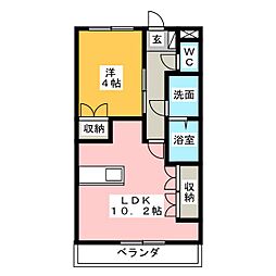 ルクプル・2 1LDKの間取図画像
