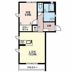 エストA 1LDKの間取図画像