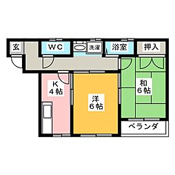 コーポ堀江 2Kの間取図画像