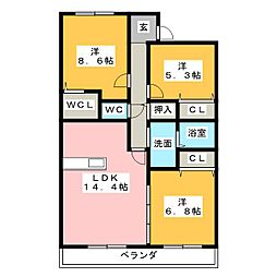 グラシェ 3LDKの間取図画像