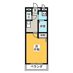 六条サン・アルティア 1Kの間取図画像