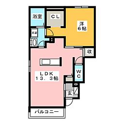 ノーブルグラス2 1LDKの間取図画像