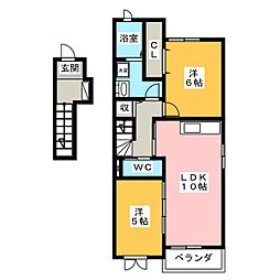フローラSSJ 2LDKの間取図画像