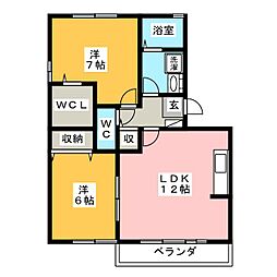 メゾン・ド・クリーク 2LDKの間取図画像