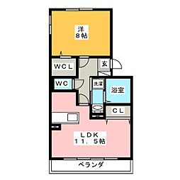 オルテンシアMT 1LDKの間取図画像