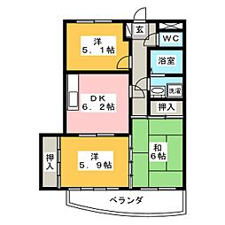 ユーワビル 3DKの間取図画像