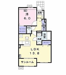 ジェルメアールA 1LDKの間取図画像
