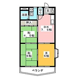 メゾンオオシマA 3DKの間取図画像