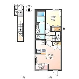 クリスタルコート北鶉 1LDKの間取図画像