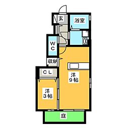 カーサスガ 1LDKの間取図画像