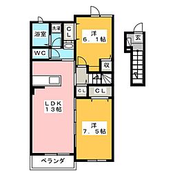 グランソレイユ2 2LDKの間取図画像