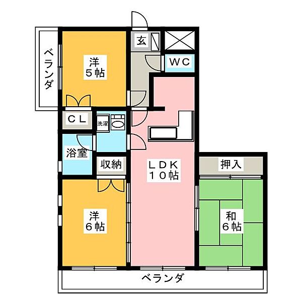 ナガラアンクレー ｜岐阜県岐阜市長良宮路町３丁目(賃貸マンション3LDK・4階・67.35㎡)の写真 その2