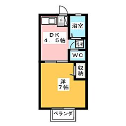 ゴーバルハウスA 1DKの間取図画像