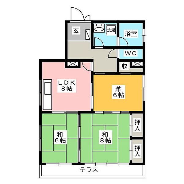 ステラハウスＥＺ ｜岐阜県岐阜市八代３丁目(賃貸マンション3DK・1階・67.90㎡)の写真 その2