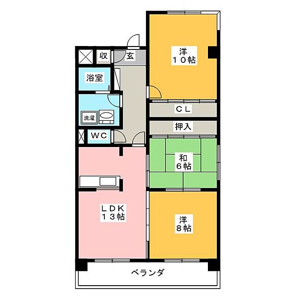 ザ・リッツ長良 ｜岐阜県岐阜市長良校前町５丁目(賃貸マンション3LDK・6階・77.00㎡)の写真 その2