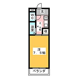 スカイレジデンス 1Kの間取図画像