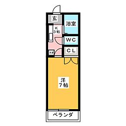 グリーンハイツK-A 1Kの間取図画像