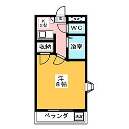 ドゥアバンス 1Kの間取図画像