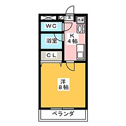 メゾンドゥビジュ2 1Kの間取図画像