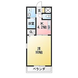 セレスト21 1Kの間取図画像