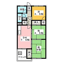 岩崎サンコーポ 3DKの間取図画像