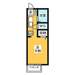 ピュアハイツハヤシA ワンルームの間取図画像