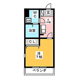 YFLAT 1Kの間取図画像