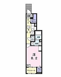 ラカーサM's3 1Kの間取図画像
