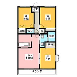 スプリング・デイ・ハイツ 3LDKの間取図画像