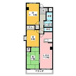 カーサ長良パーク 3LDKの間取図画像