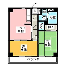 ジュネス・シマベ 2DKの間取図画像